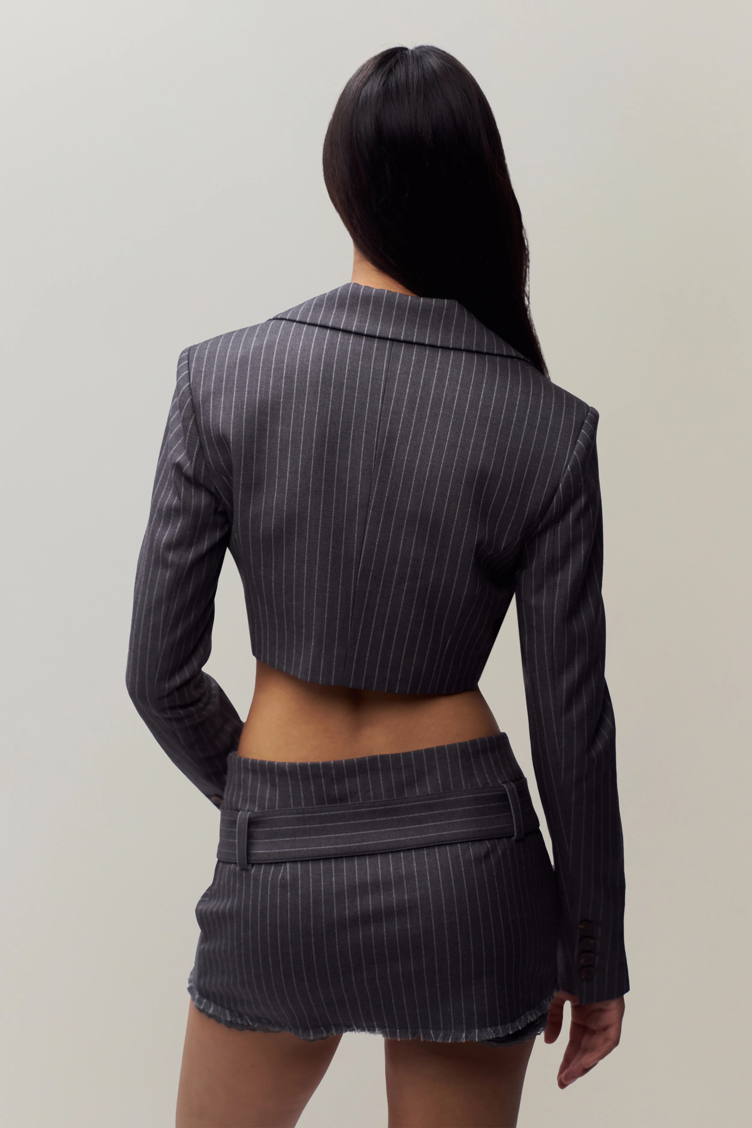 Fei Pinstripe Cropped Blazer - Image 4